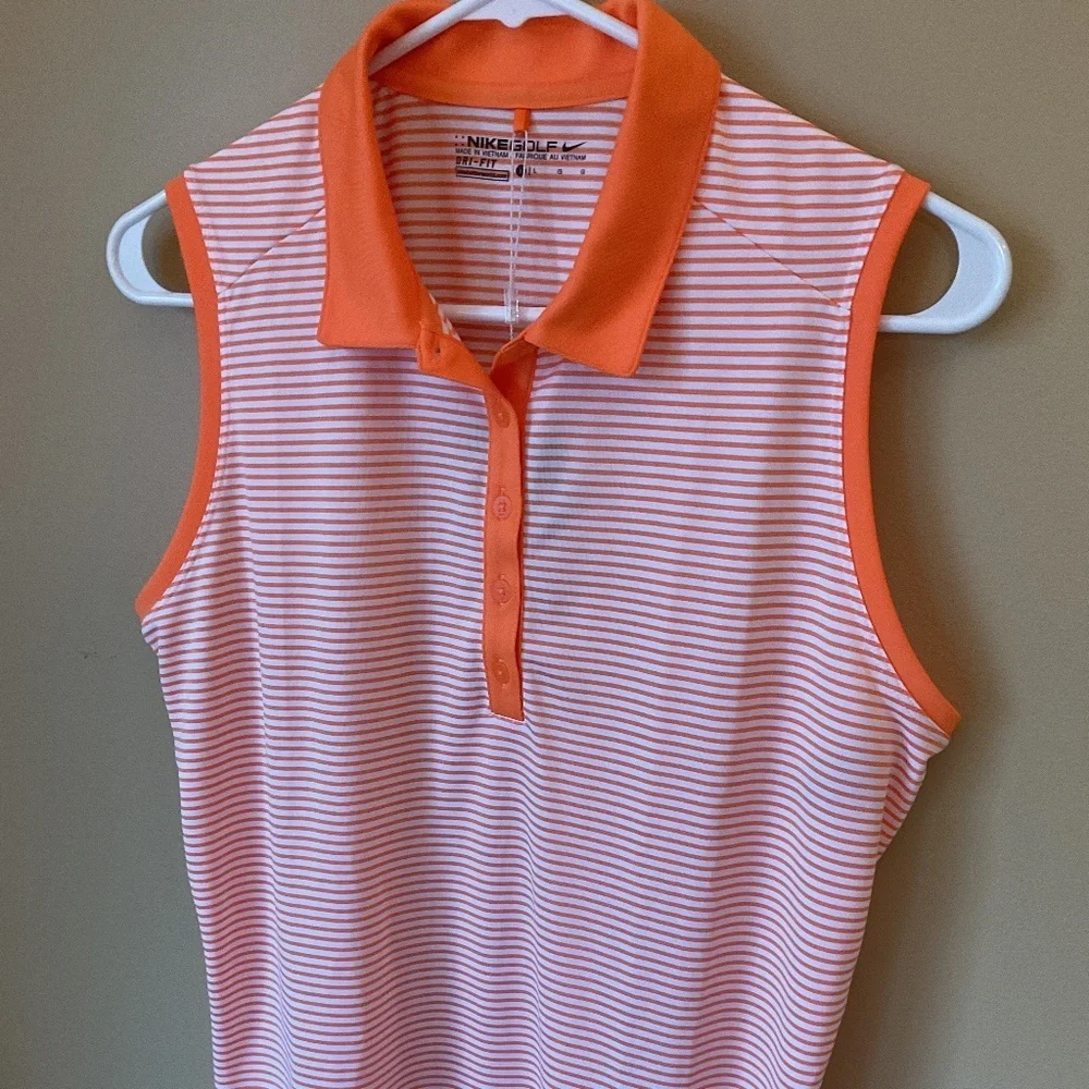 Women’s Nike Golf Dry Fit Victory Sleeveless Striped Golf Polo size L